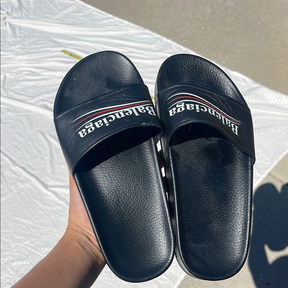 Balenciaga Black Slide Sandals for Men